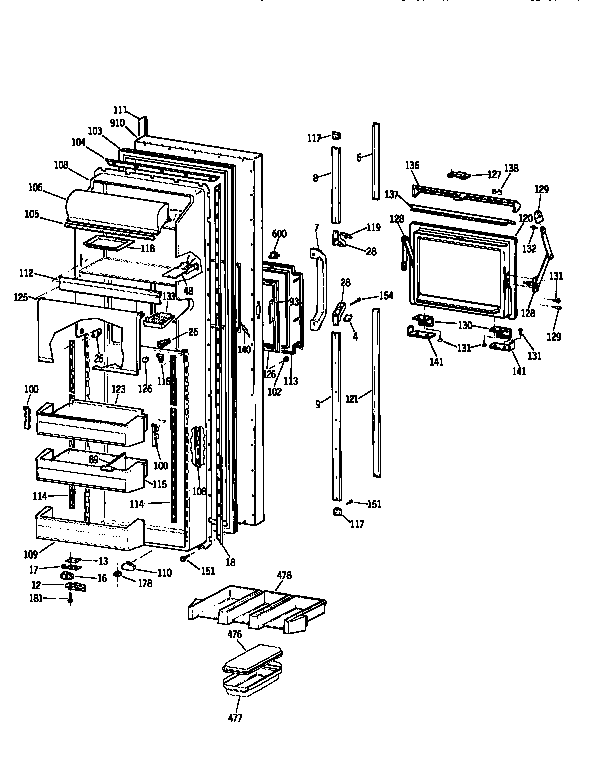 Kenmore 3639537854 fresh food door diagram