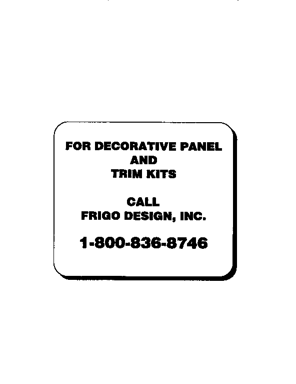 Kenmore 3639537854 decorative panel and trim kits diagram