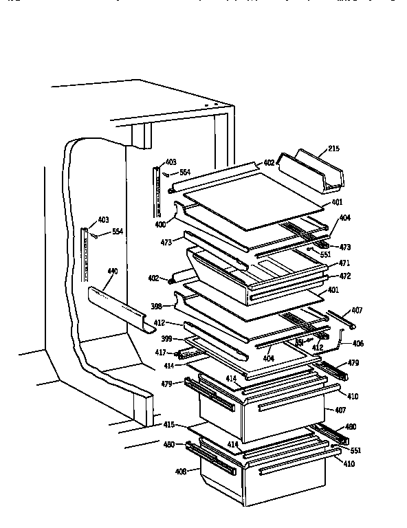 Kenmore 3639537854 fresh food section diagram