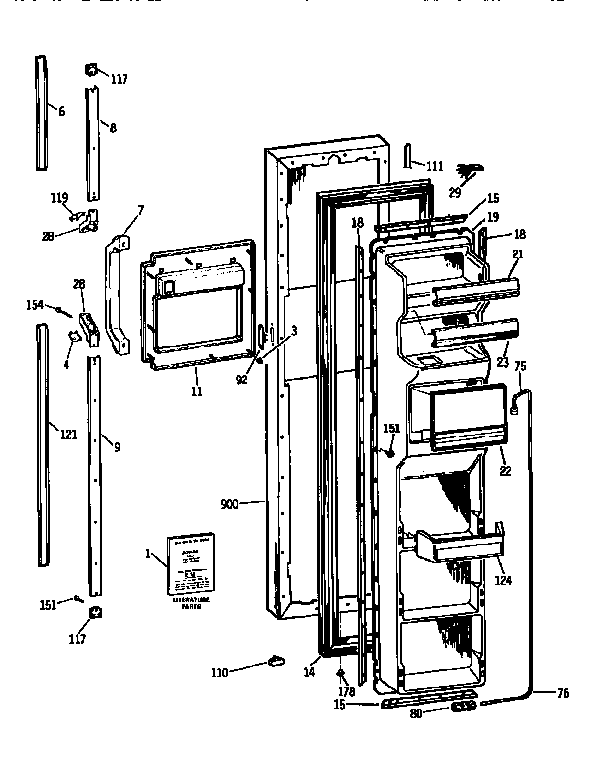 Kenmore 3639537824 freezer door diagram