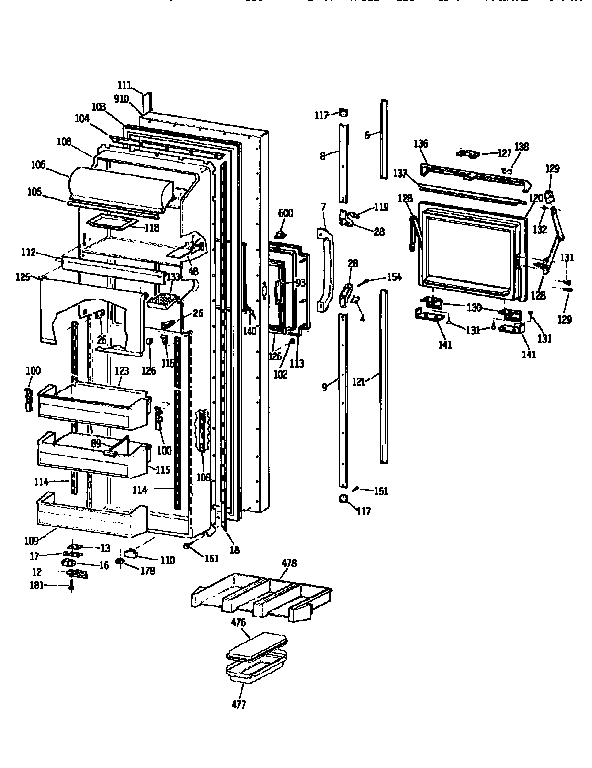 Kenmore 3639537824 fresh food door diagram