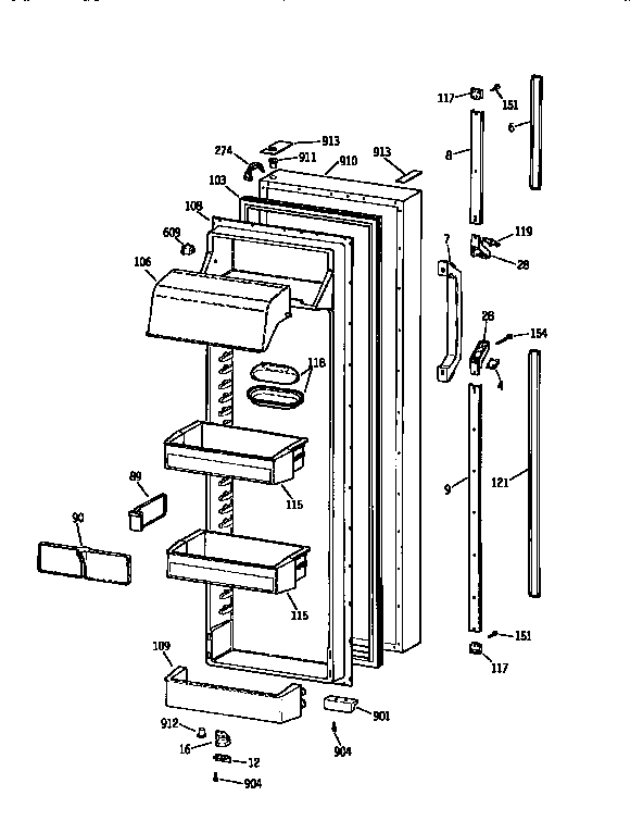Kenmore 3639550920 fresh food door diagram