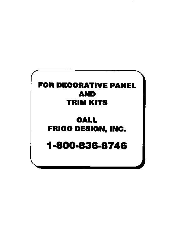 Kenmore 3639550920 decorative panel and trim kits diagram