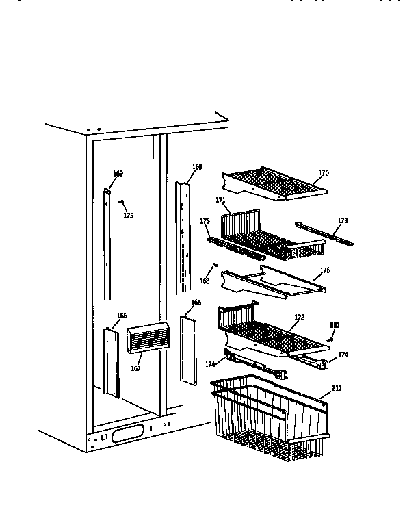 Kenmore 3639550920 freezer section diagram