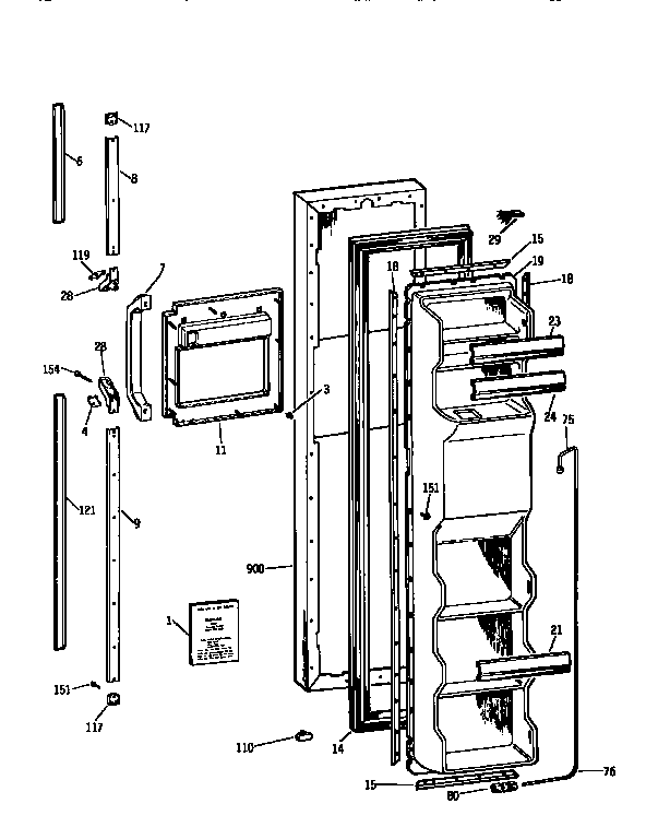 Kenmore 3639552750 freezer door diagram