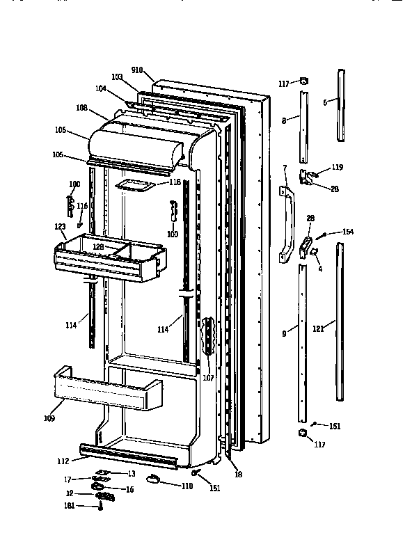 Kenmore 3639552750 fresh food door diagram