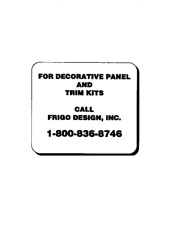 Kenmore 3639552750 decorative panel and trim kits diagram