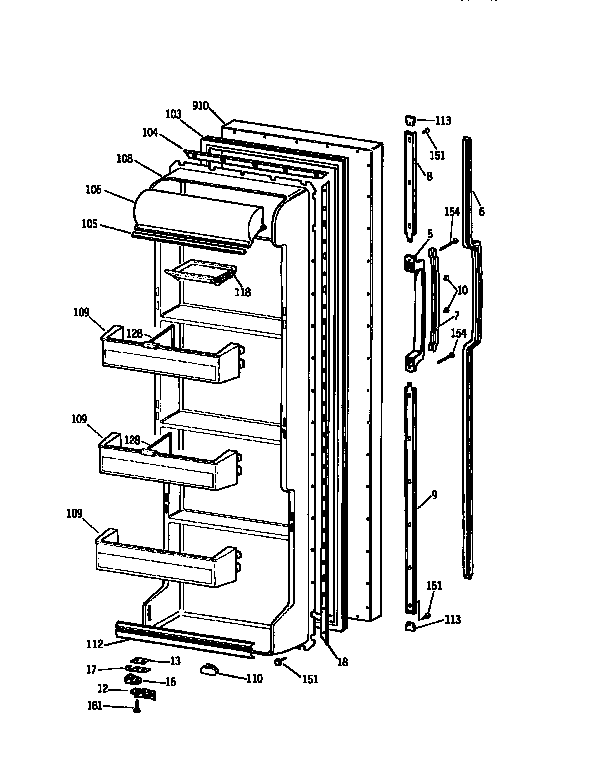 Kenmore 3639550417 fresh food door diagram