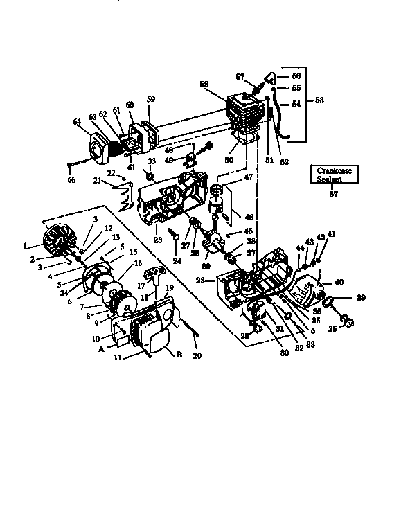 Craftsman 35494 crankcase assembly diagram