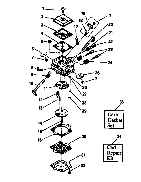 Craftsman 35494 carburetor assembly #530-035094-type 1 diagram