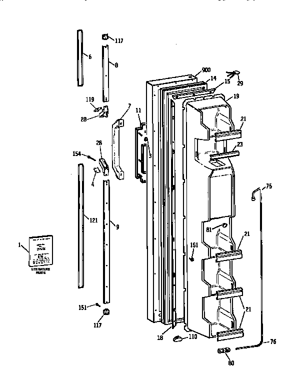 Kenmore 3639554720 freezer door diagram