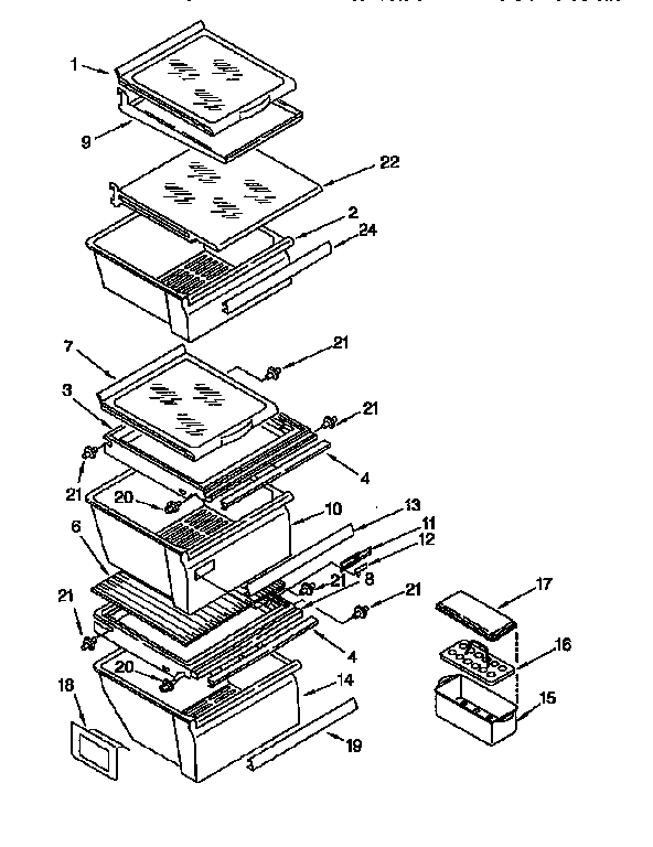 Kenmore 1069552811 refrigerator shelf diagram