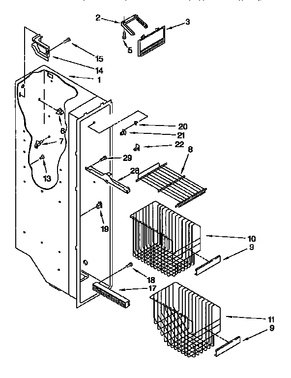 Kenmore 1069552811 freezer liner diagram