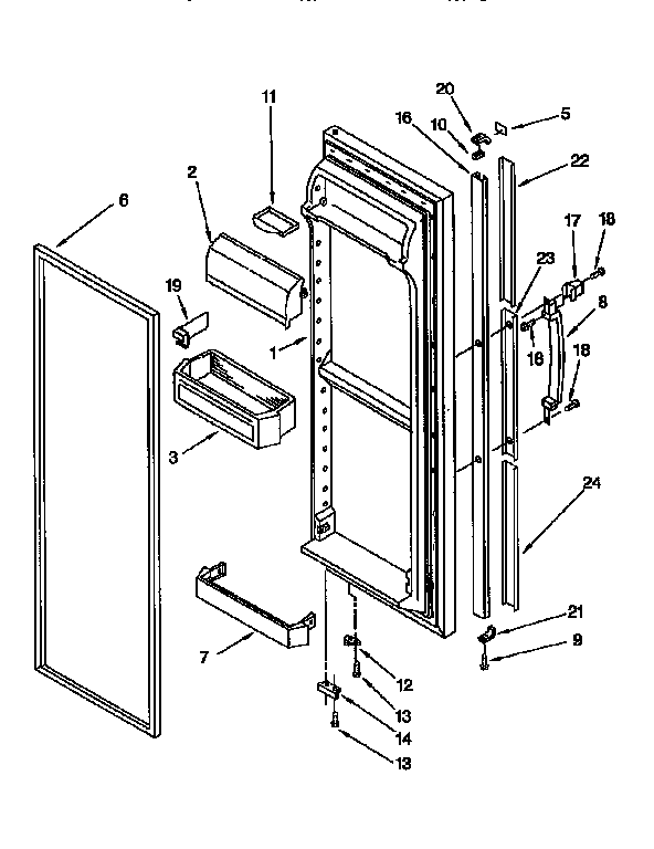Kenmore 1069552811 refrigerator door diagram