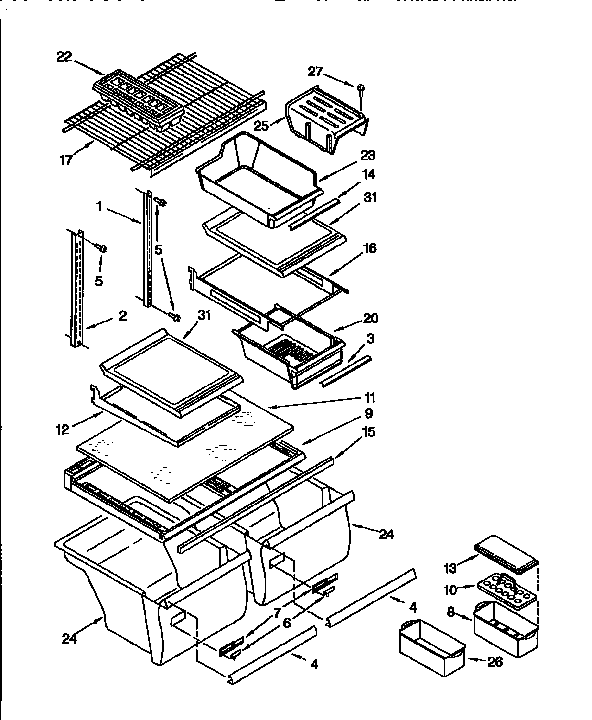 Kenmore 1069751752 shelves diagram