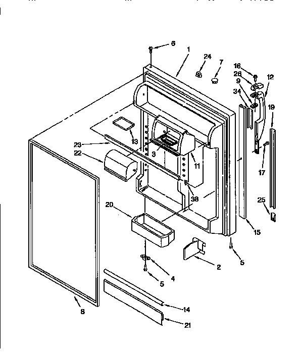 Kenmore 1069751752 refrigerator door diagram
