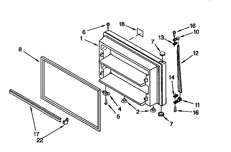 Whirlpool ET18TKXDN01 freezer door diagram