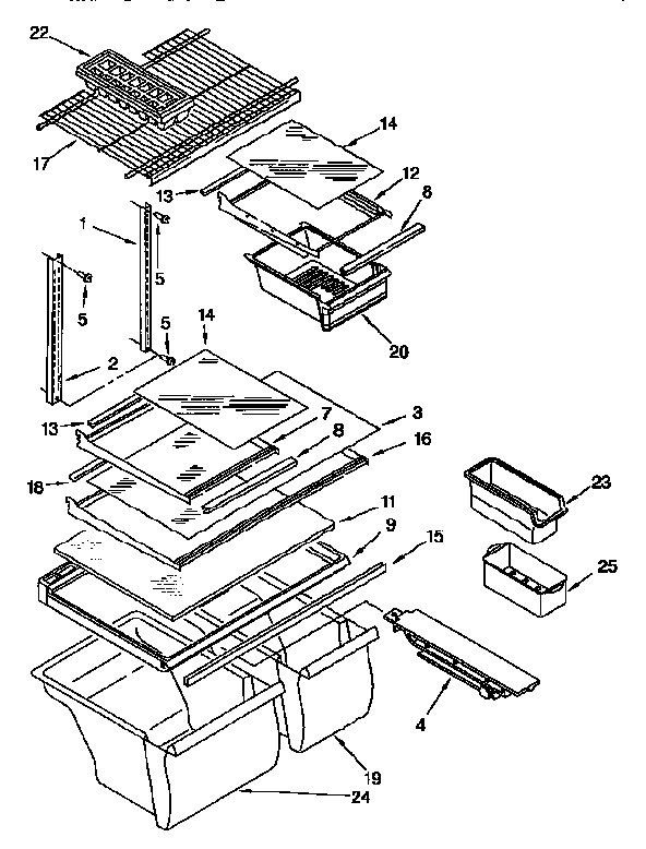 Whirlpool ET18TKXDN01 shelf diagram