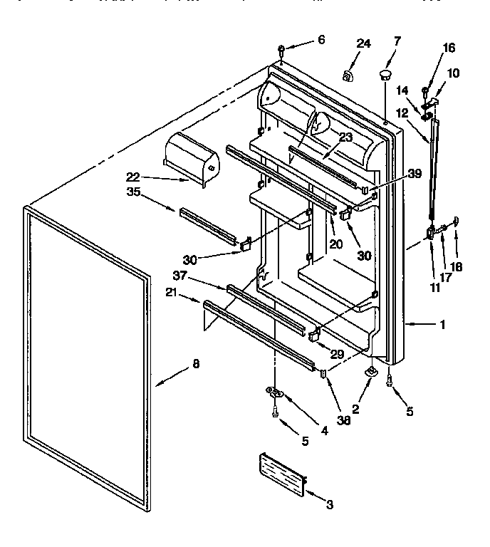 Whirlpool ET18TKXDN01 refrigerator door diagram
