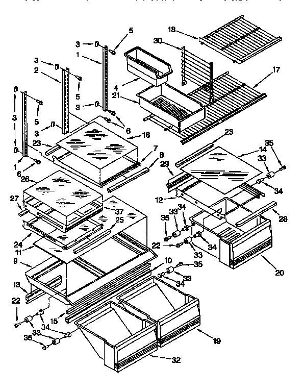 KitchenAid KTRS22MAAL12 shelf diagram