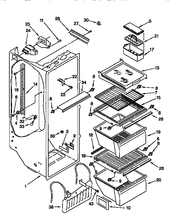 Kenmore 1069555382 refrigerator liner diagram