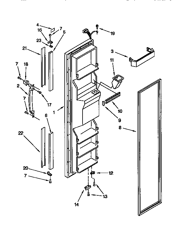 Kenmore 1069555382 freezer door diagram