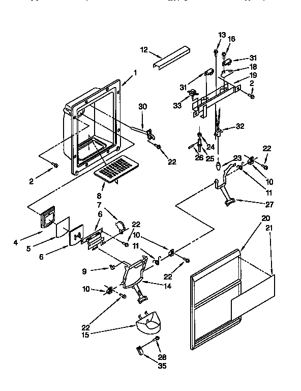 Kenmore 1069555382 dispenser front diagram