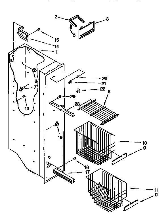 Whirlpool ED22DQXDW00 freezer liner diagram