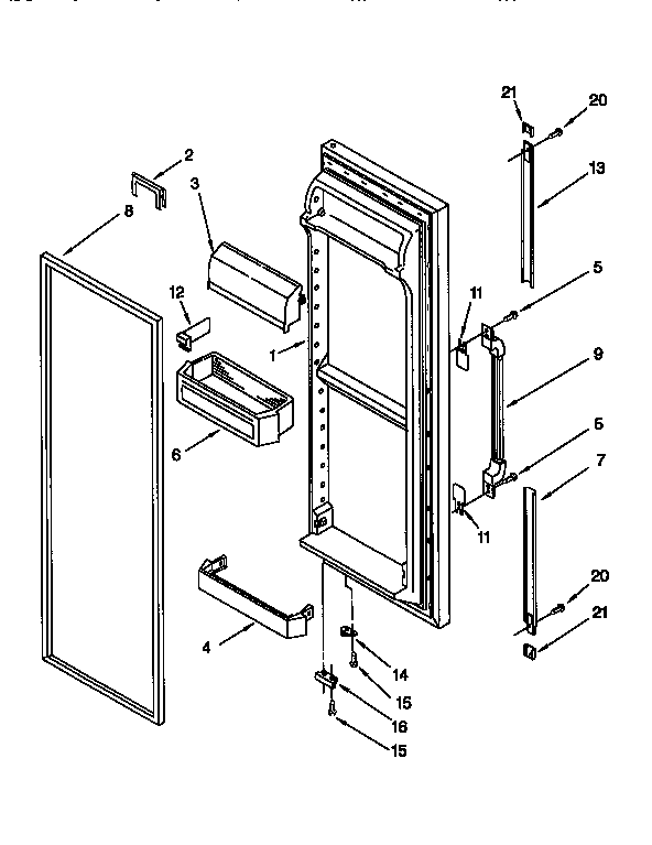 Whirlpool ED22DQXDW00 refrigerator door diagram