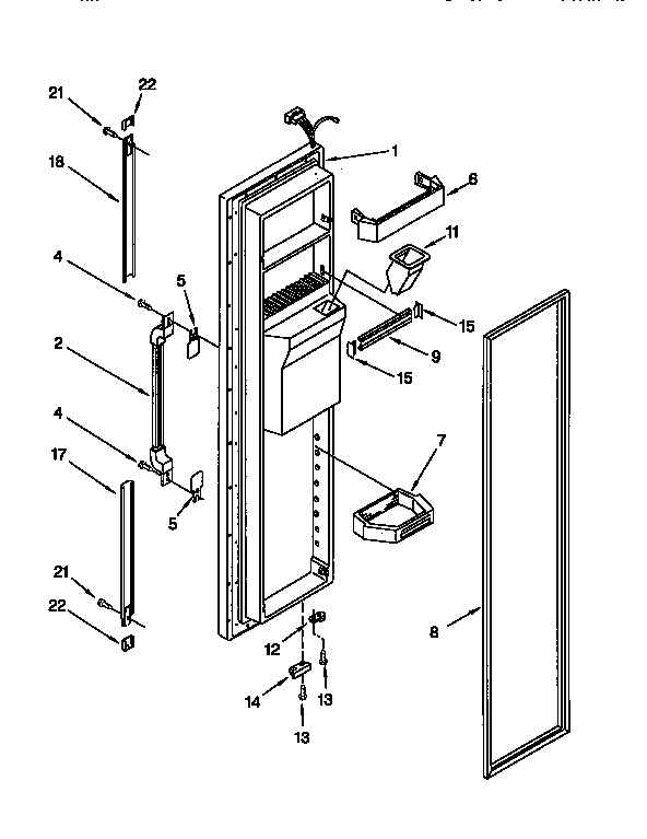 Whirlpool ED22DQXDW00 freezer door diagram