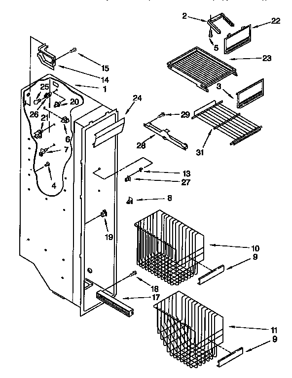 Whirlpool ED25DQXDW02 freezer liner diagram