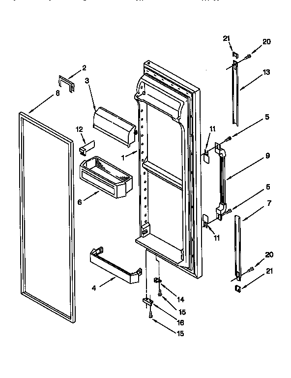 Whirlpool ED25DQXDW02 refrigerator door diagram