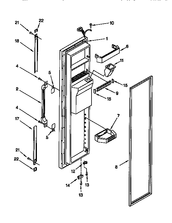 Whirlpool ED25DQXDW02 freezer door diagram