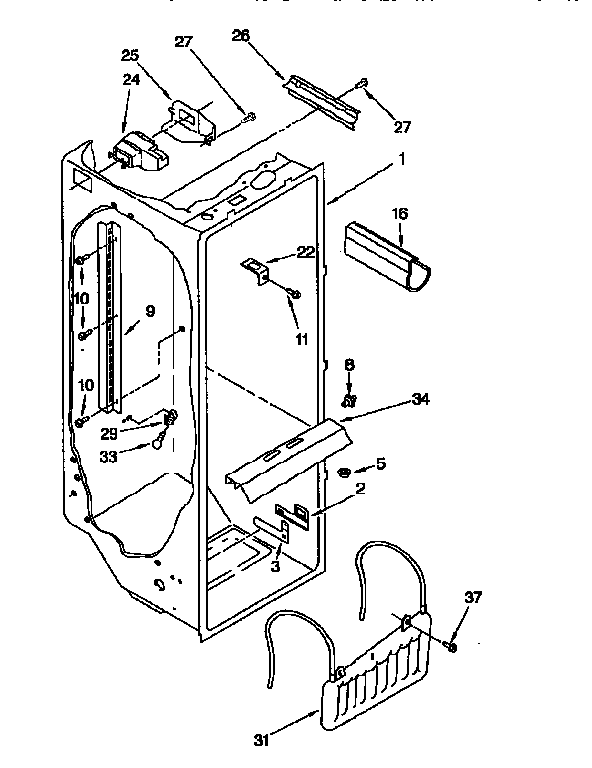 Whirlpool ED27DQXDB01 refrigerator liner diagram