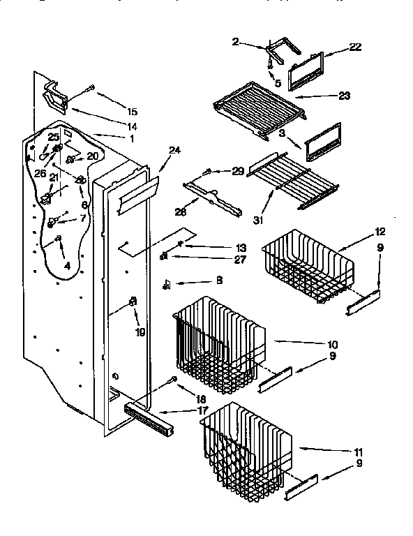 Whirlpool ED27DQXDB01 freezer liner diagram