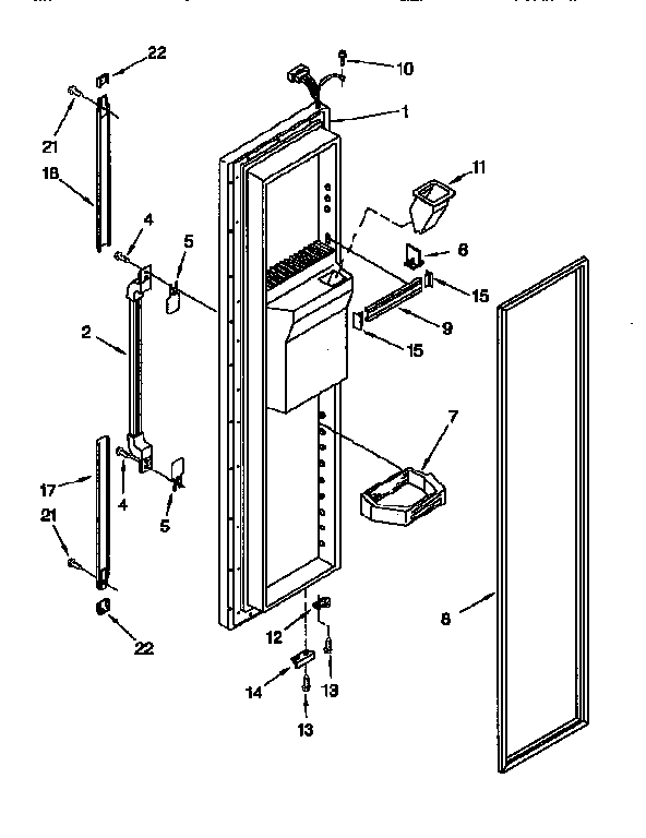 Whirlpool ED27DQXDB01 freezer door diagram