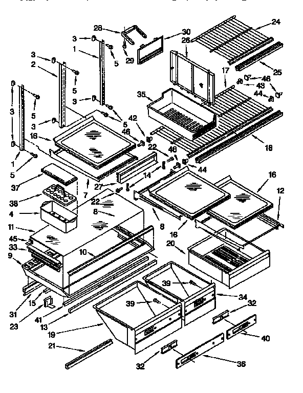 Whirlpool ET25DMXBW02 shelf diagram