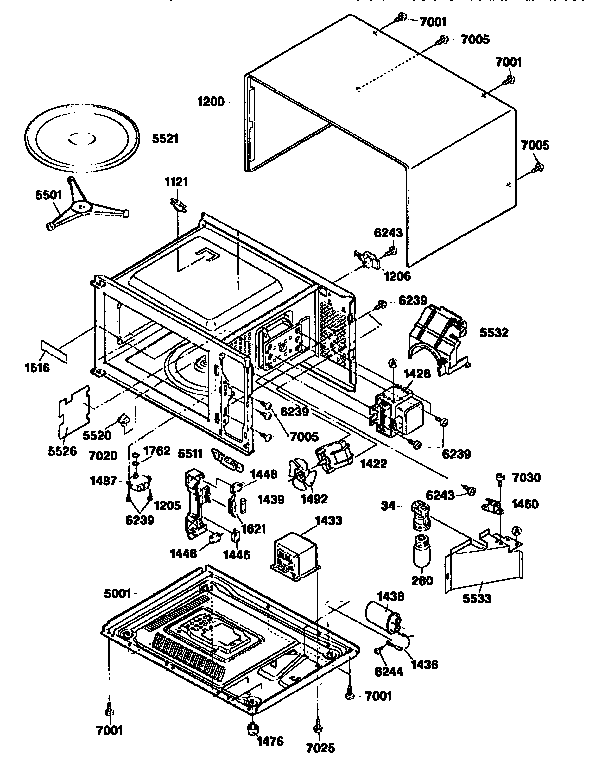 GE JE1240GW01 oven and cabinet diagram