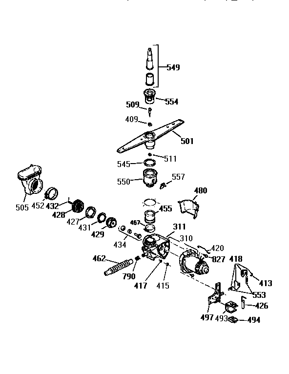 Kenmore 3631435197 motor pump mechanism diagram