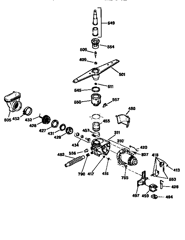 Kenmore 3631414597 motor pump mechanism diagram
