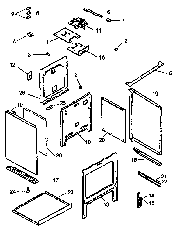 Amana ARH667WW main top and oven assembly diagram
