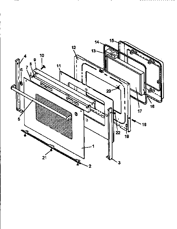Amana ARH667WW oven door assembly diagram