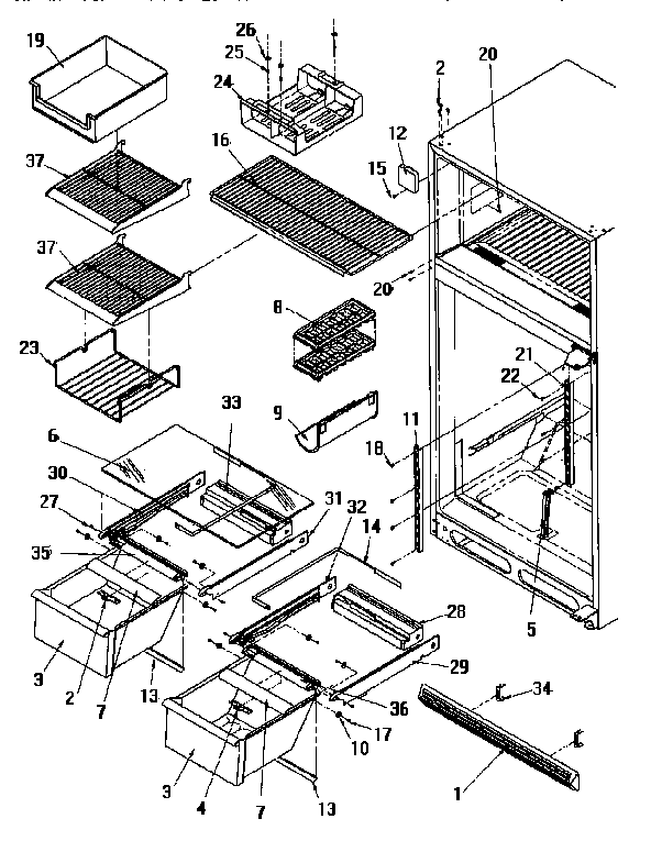 Amana TR22S4W-P1196202WW cabinet shelving diagram