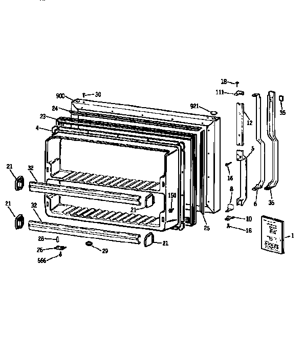 Kenmore 3639658513 freezer door diagram