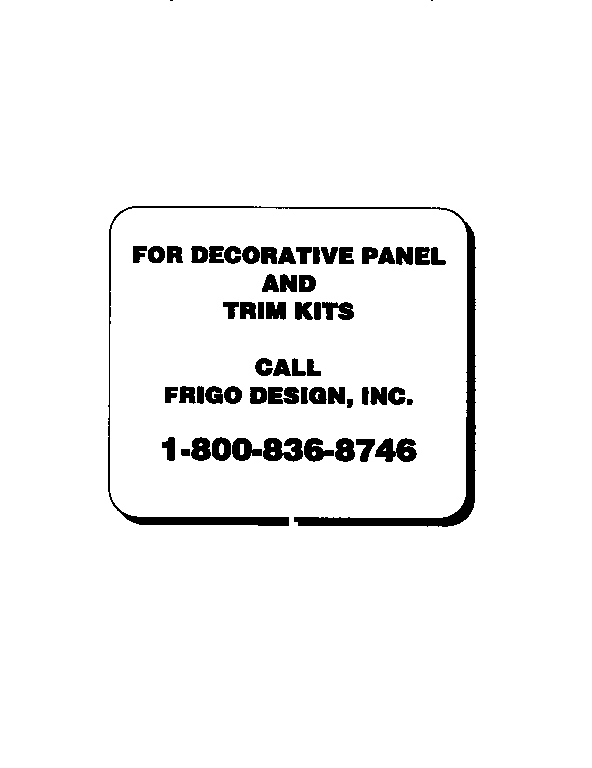 Kenmore 3639658513 decorative panel and trim kits diagram