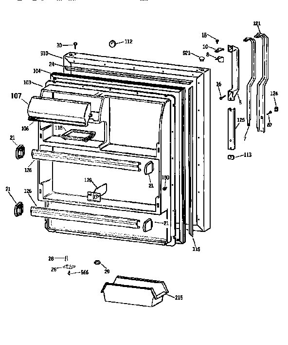 Kenmore 3639658513 fresh food door diagram