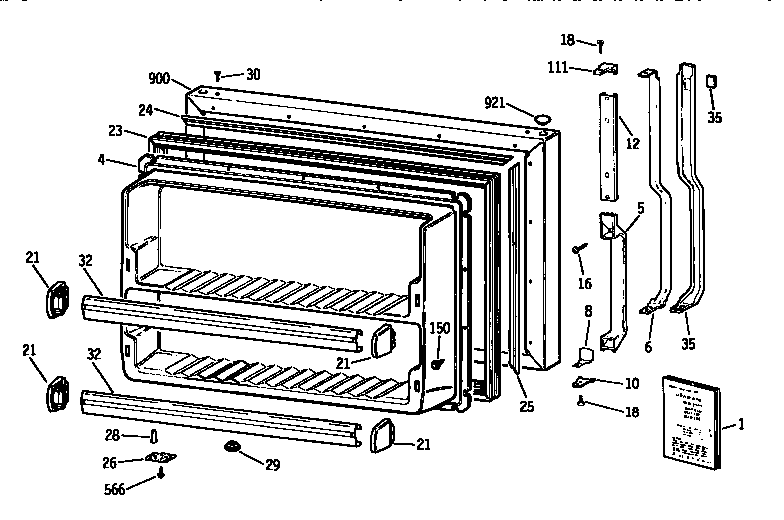 Kenmore 3639658512 freezer door diagram