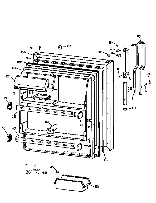 Kenmore 3639658512 fresh food door diagram
