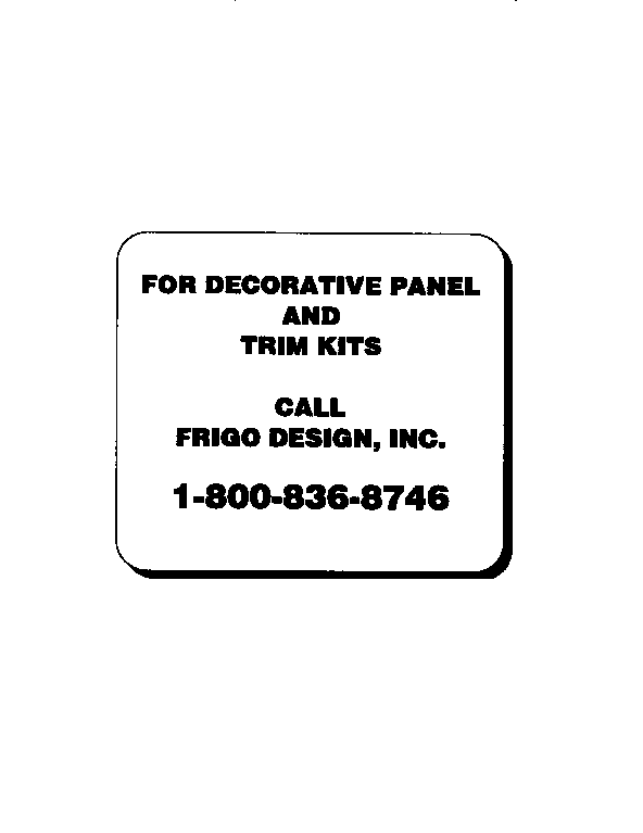 Kenmore 3639658512 decorative panel and trim kits diagram
