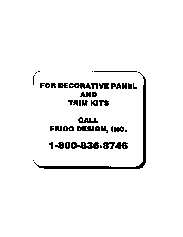Kenmore 3639751621 decorative panel and trim kits diagram